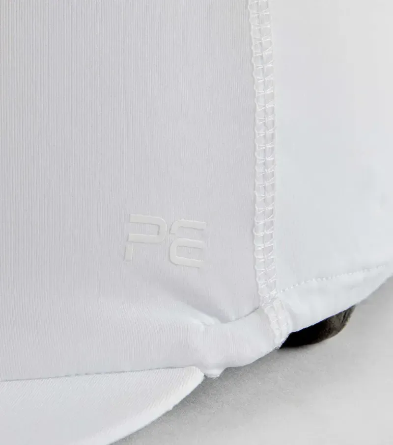 Premier Equine Jersey Hat Silk With Faux Fur Pom Pom in White-4