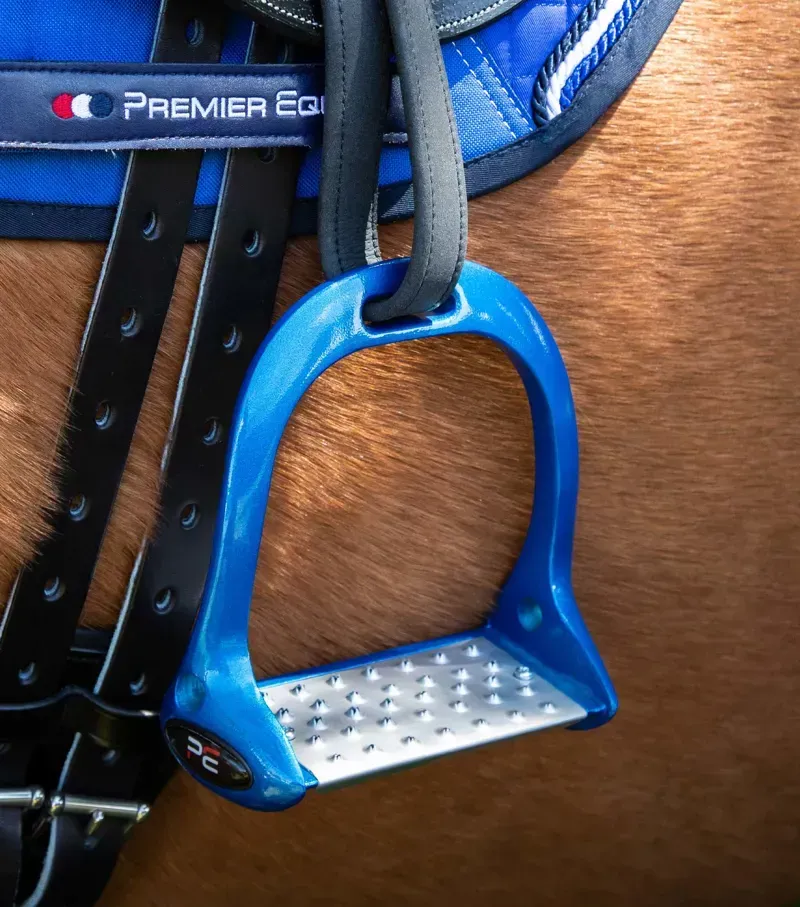 Premier Equine 4.75/12cms Jopollo Aluminium Performance Stirrups in Blue-3