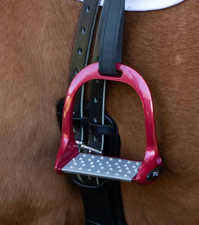 Premier Equine 4.75/12cms Jopollo Aluminium Performance Stirrups in Red-3