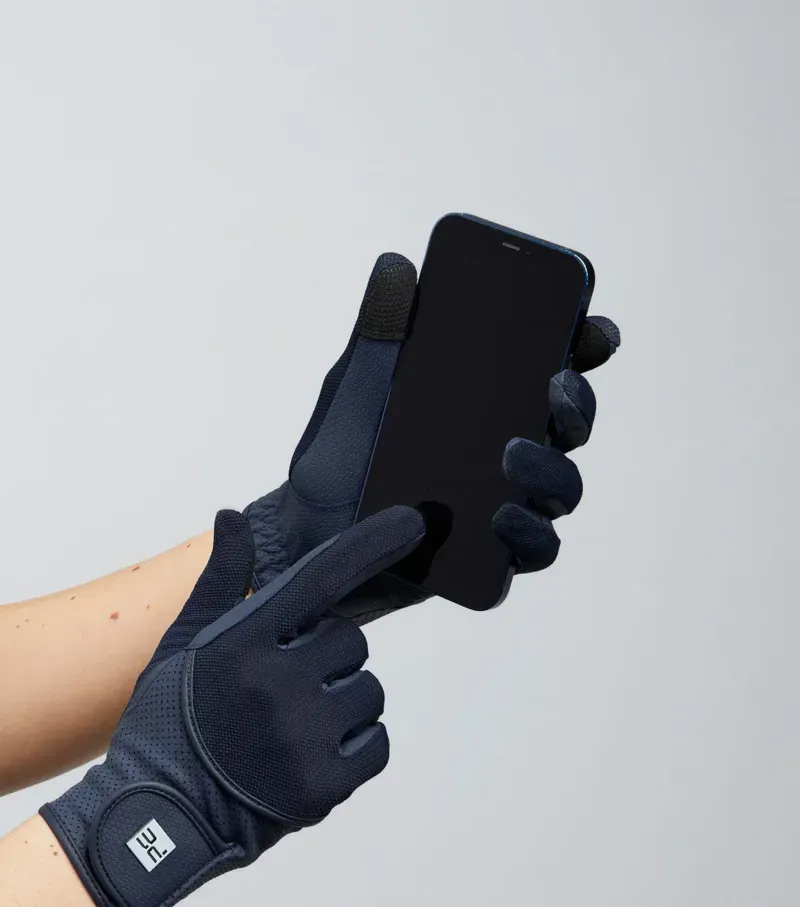 Premier Equine Presa Junior Mesh Riding Gloves in Navy-1