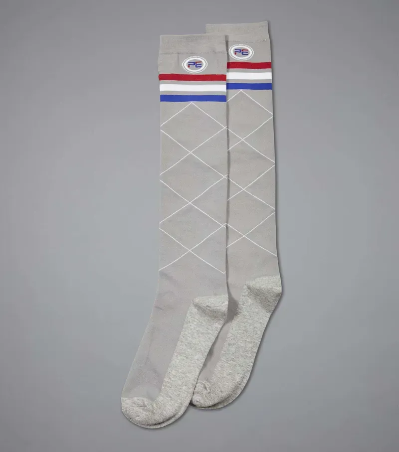 Premier Equine Junior 4 Season Socks in Grey Classic Check