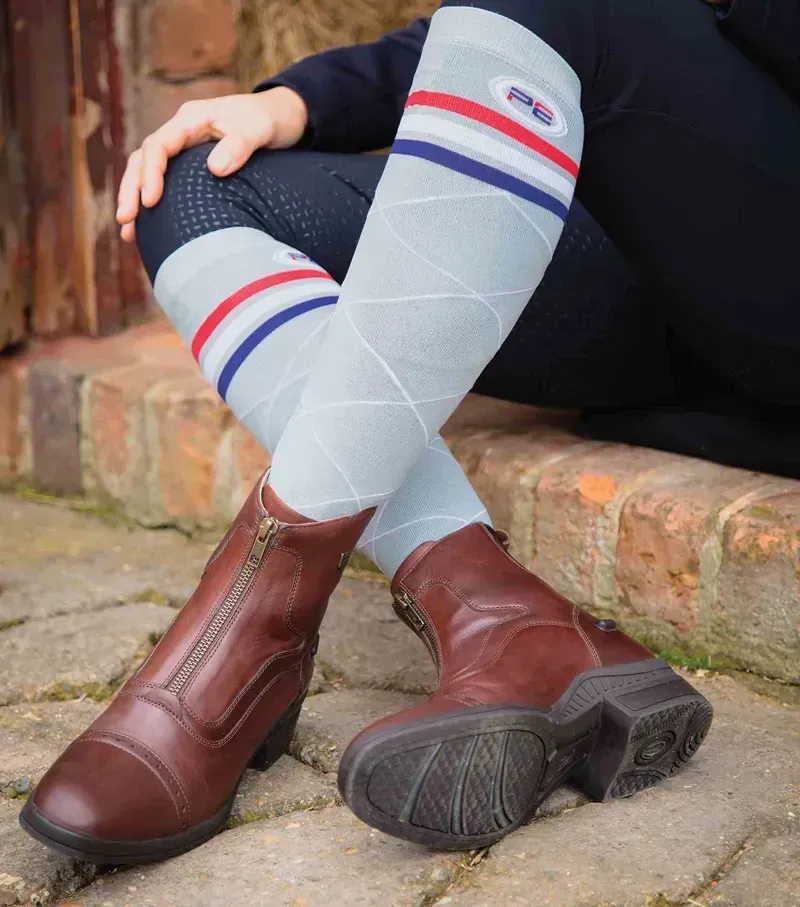 Premier Equine Junior 4 Season Socks in Grey Classic Check-1