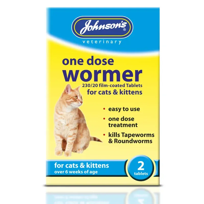 Johnsons Veterinary 2 Tablets Easy Wormer One Dose For Cats