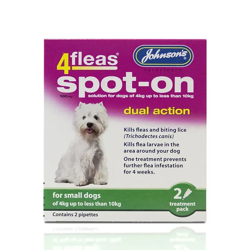 Johnson's Veterinary 2 Pipettes 4 Fleas Spot-On For Small Dogs in Pink
