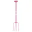 Faulks and Cox Red Gorilla Tubular 4 Prong T-Grip Manure Fork in Pink