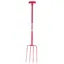 Faulks and Cox Red Gorilla Tubular 4 Prong T-Grip Manure Fork in Red