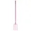 Faulks and Cox Red Gorilla Tubular 4 Prong Long Shaft Manure Fork in Pink