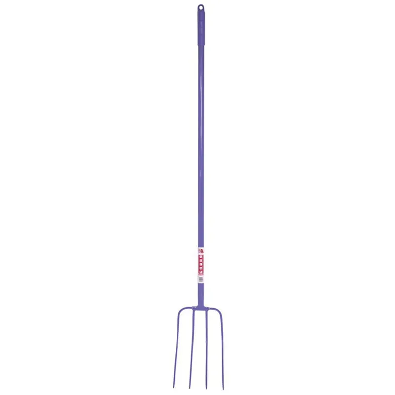Faulks and Cox Red Gorilla Tubular 4 Prong Long Shaft Manure Fork in Purple