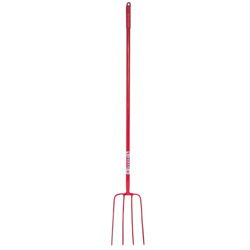 Faulks and Cox Red Gorilla Tubular 4 Prong Long Shaft Manure Fork in Red