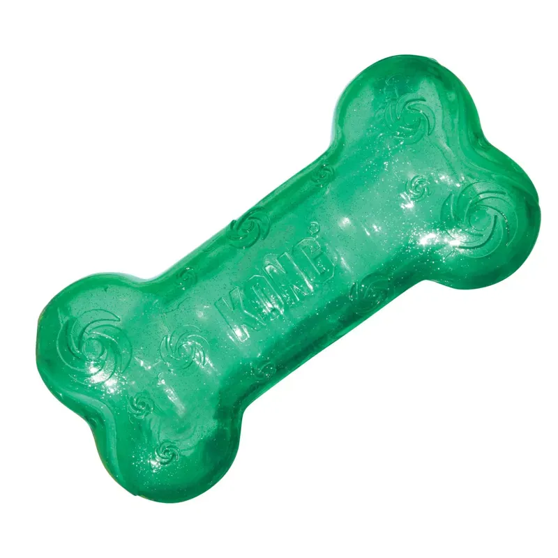Kong Medium Squeezz Crackle Bone in Green