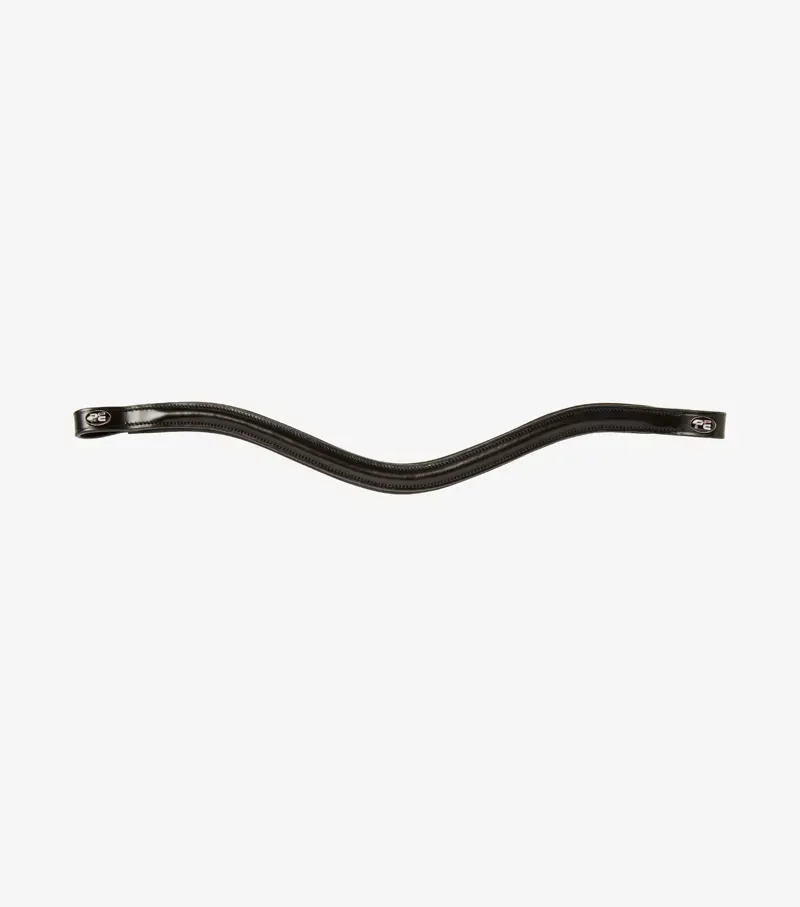 Premier Equine X-Full Liscio Plain Shaped Leather Browband in Black-2