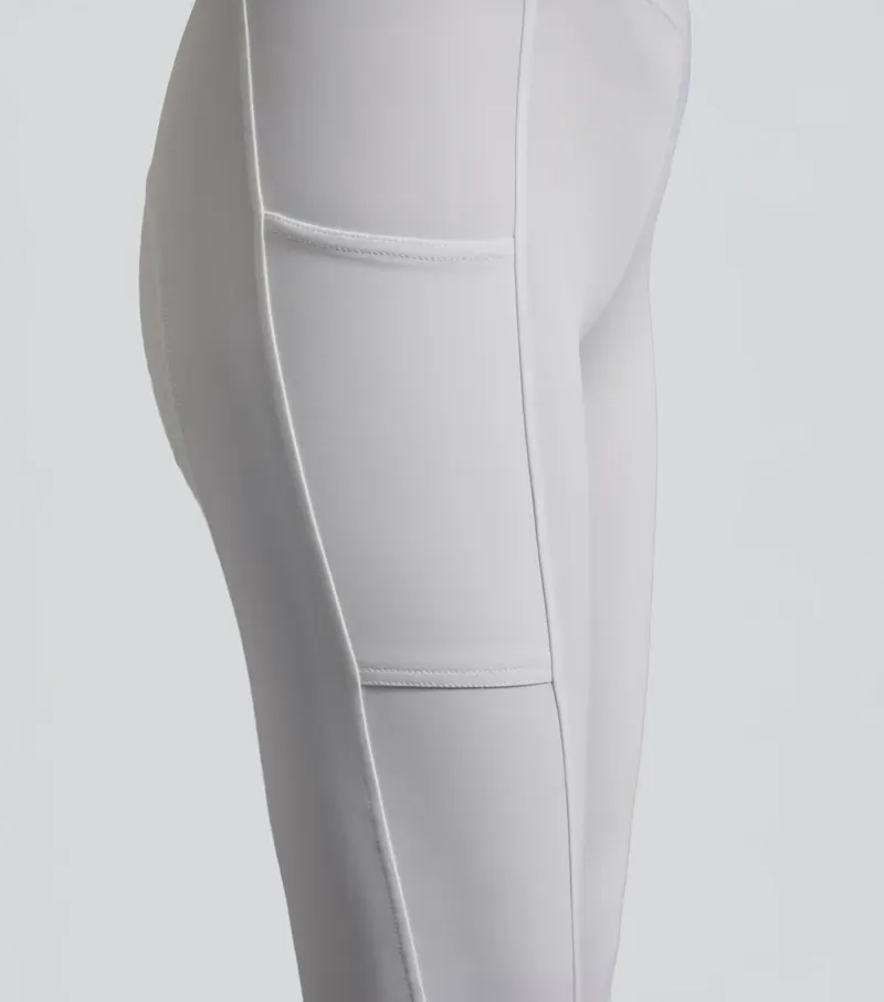 Premier Equine Luceo Womens Gel Knee Competition Riding Tights in White-2