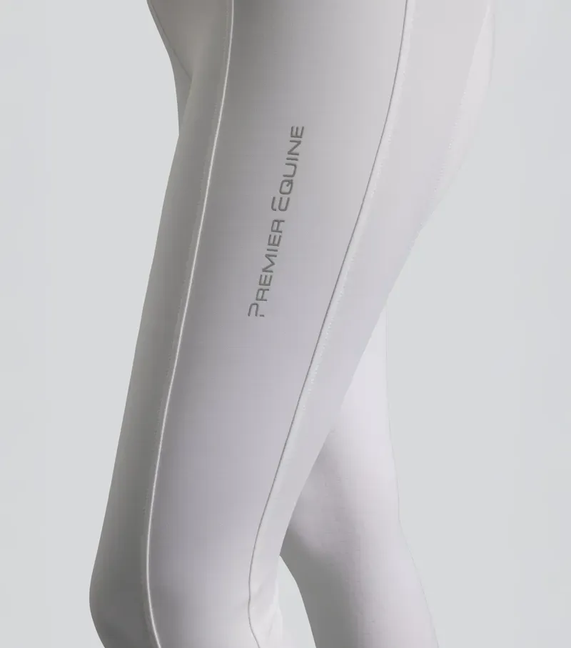 Premier Equine Luceo Womens Gel Knee Competition Riding Tights in White-3
