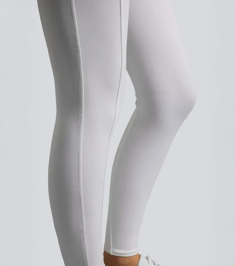 Premier Equine Luceo Womens Gel Knee Competition Riding Tights in White-4