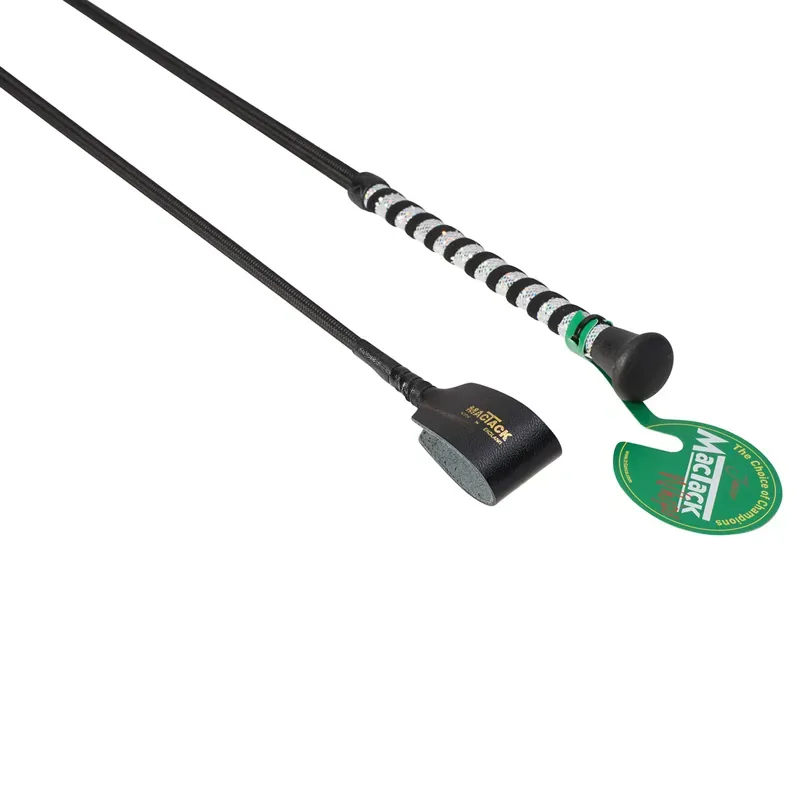MacTack S187 24in Glitter Handle Junior Riding Whip in Black