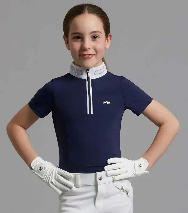 Premier Equine Girls Maria Diamanté Show Shirt in Navy