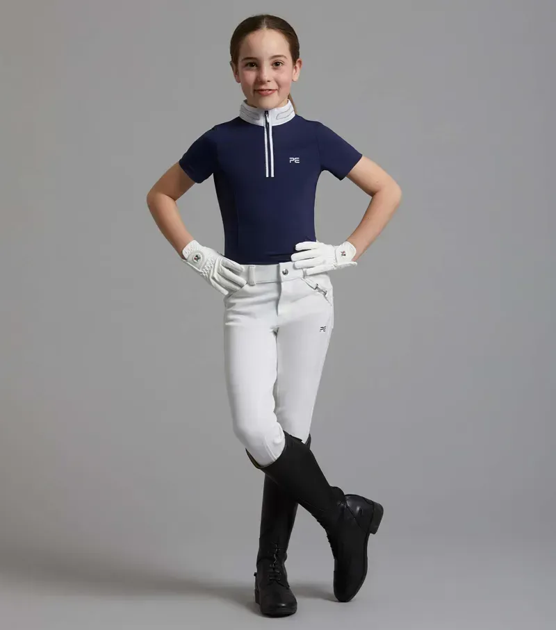Premier Equine Girls Maria Diamanté Show Shirt in Navy-1