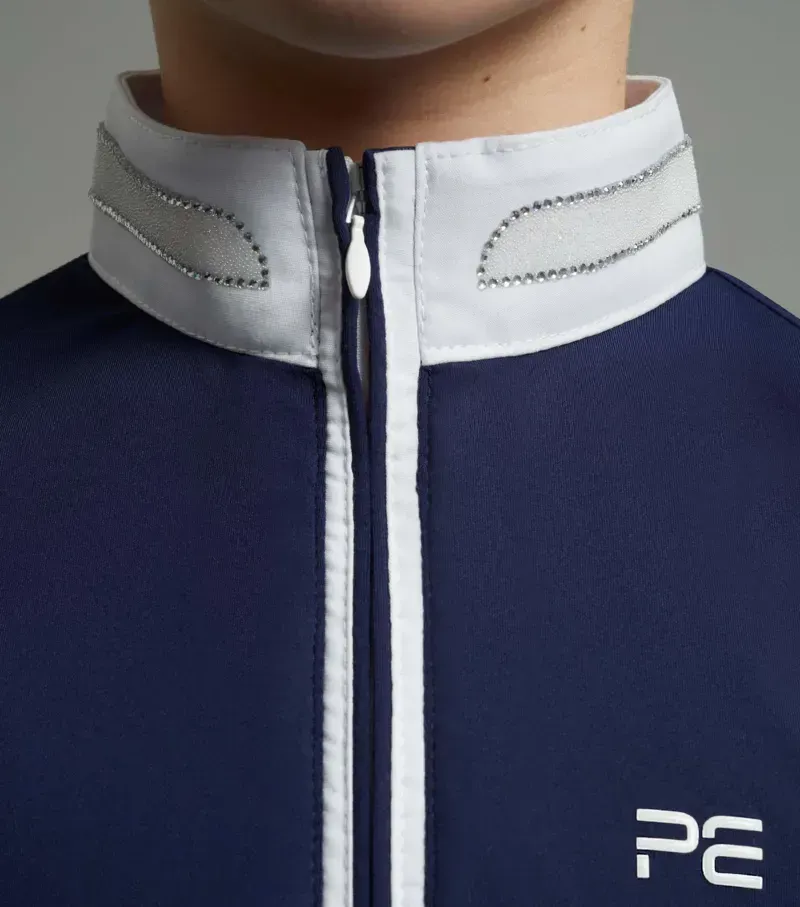 Premier Equine Girls Maria Diamanté Show Shirt in Navy-2