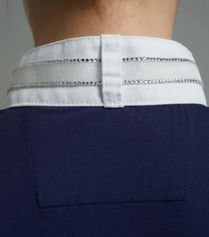 Premier Equine Girls Maria Diamanté Show Shirt in Navy-4