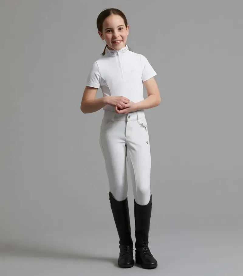 Premier Equine Girls Maria Diamanté Show Shirt in White-1