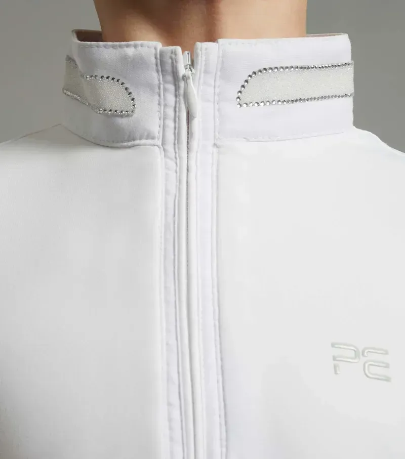 Premier Equine Girls Maria Diamanté Show Shirt in White-2
