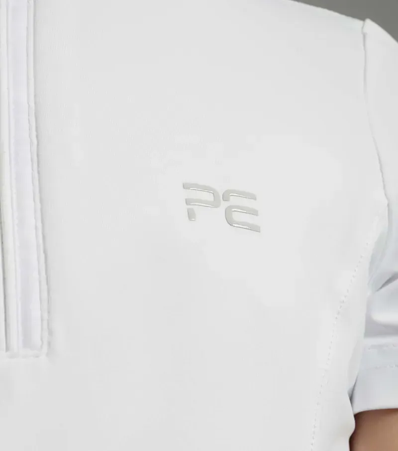 Premier Equine Girls Maria Diamanté Show Shirt in White-3