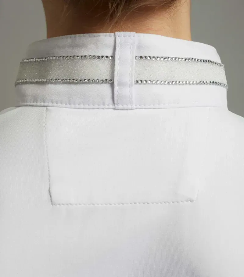 Premier Equine Girls Maria Diamanté Show Shirt in White-4