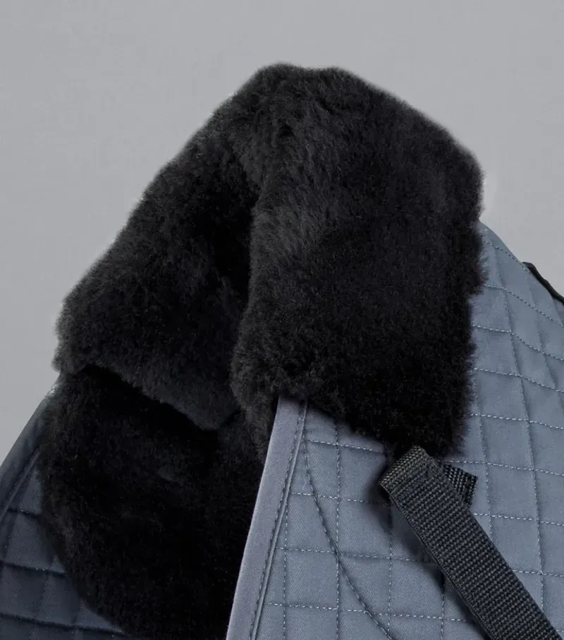Premier Equine Merino Wool GP/Jump Numnah in Grey/Black Wool-1