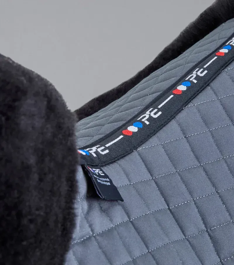 Premier Equine Merino Wool GP/Jump Numnah in Grey/Black Wool-2