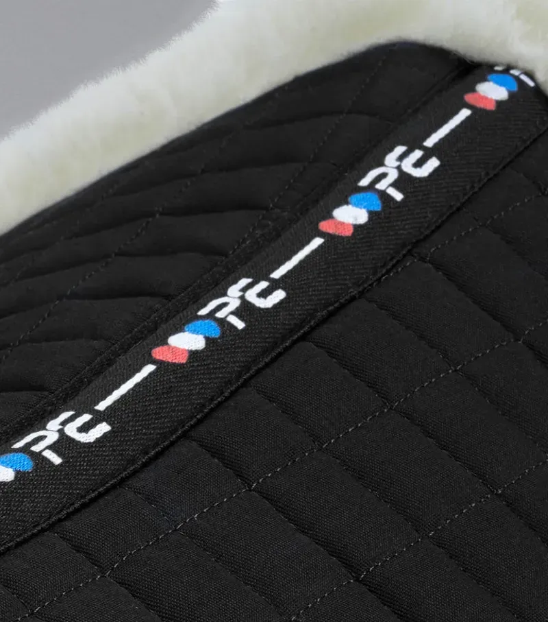 Premier Equine Merino Wool Half Pad in Black/Natural Wool-1