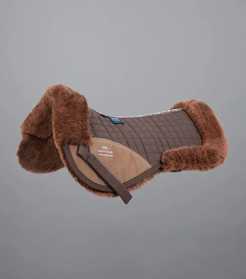 Premier Equine Merino Wool Half Pad in Brown/Brown Wool