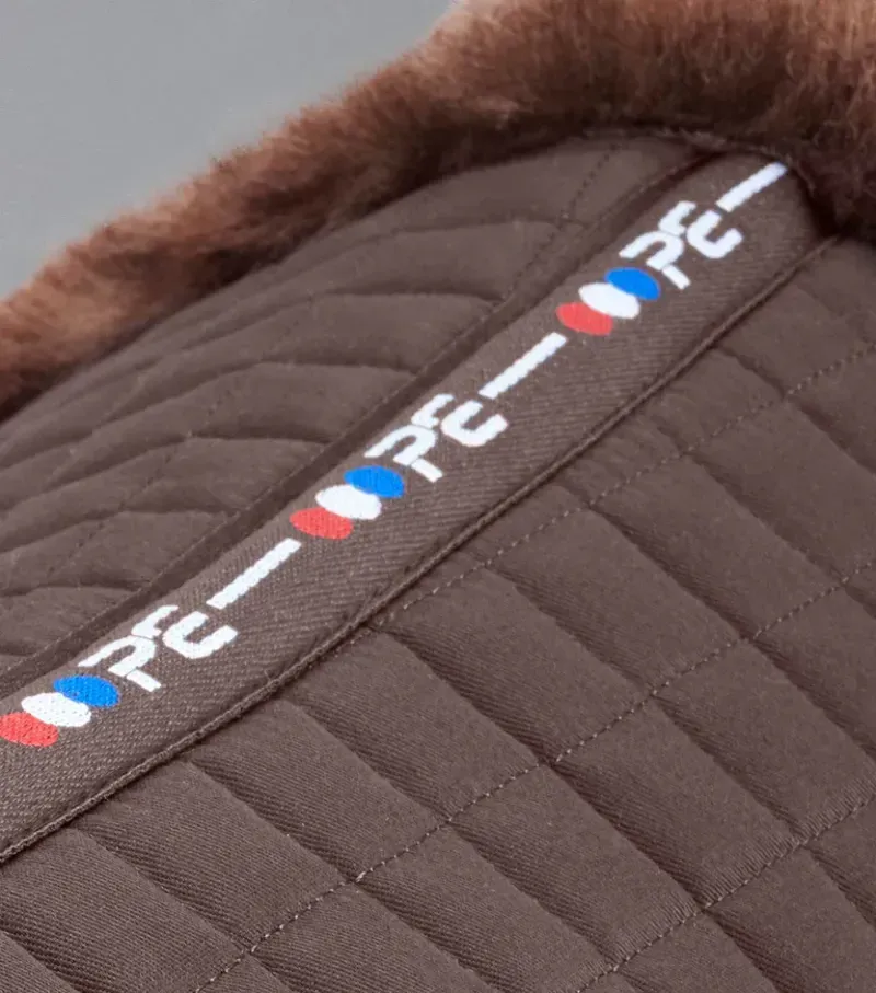 Premier Equine Merino Wool Half Pad in Brown/Brown Wool-1
