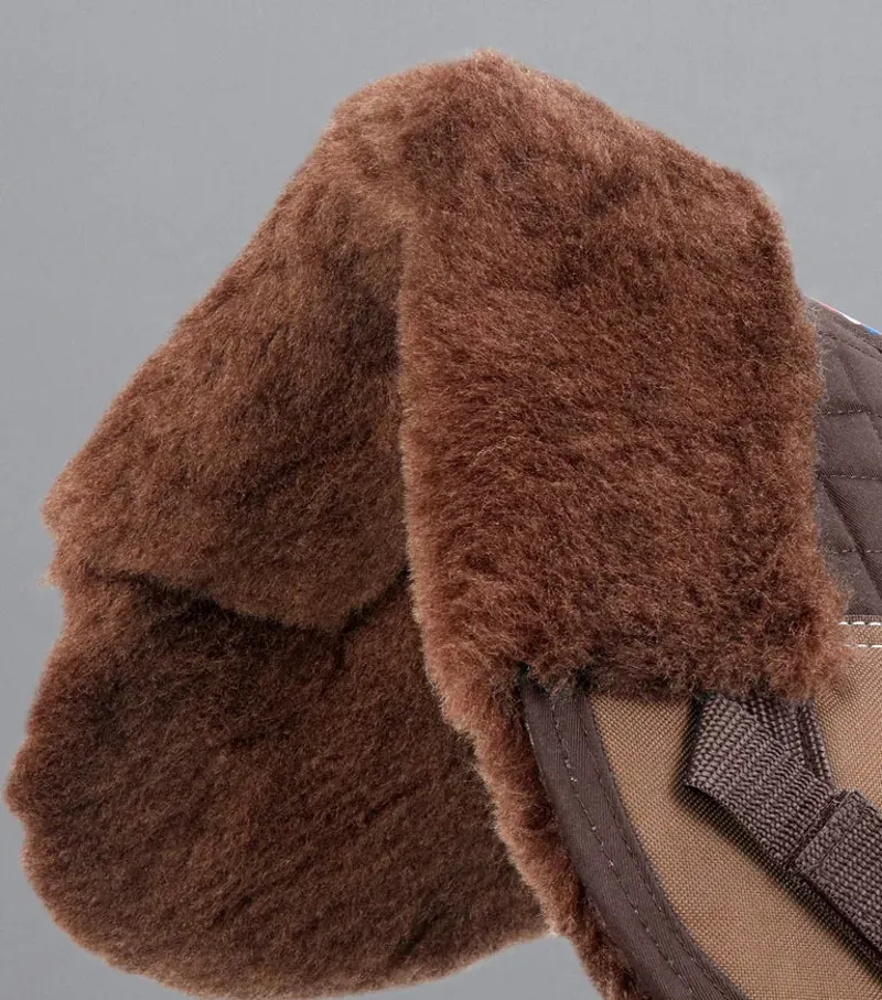 Premier Equine Merino Wool Half Pad in Brown/Brown Wool-2