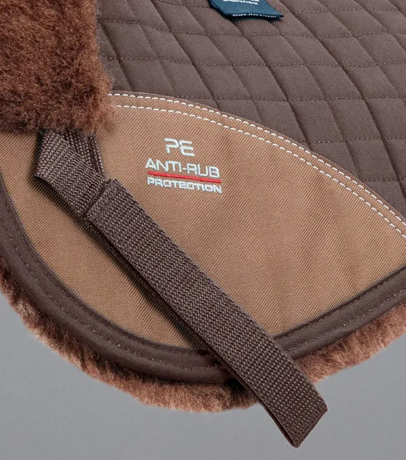 Premier Equine Merino Wool Half Pad in Brown/Brown Wool-4