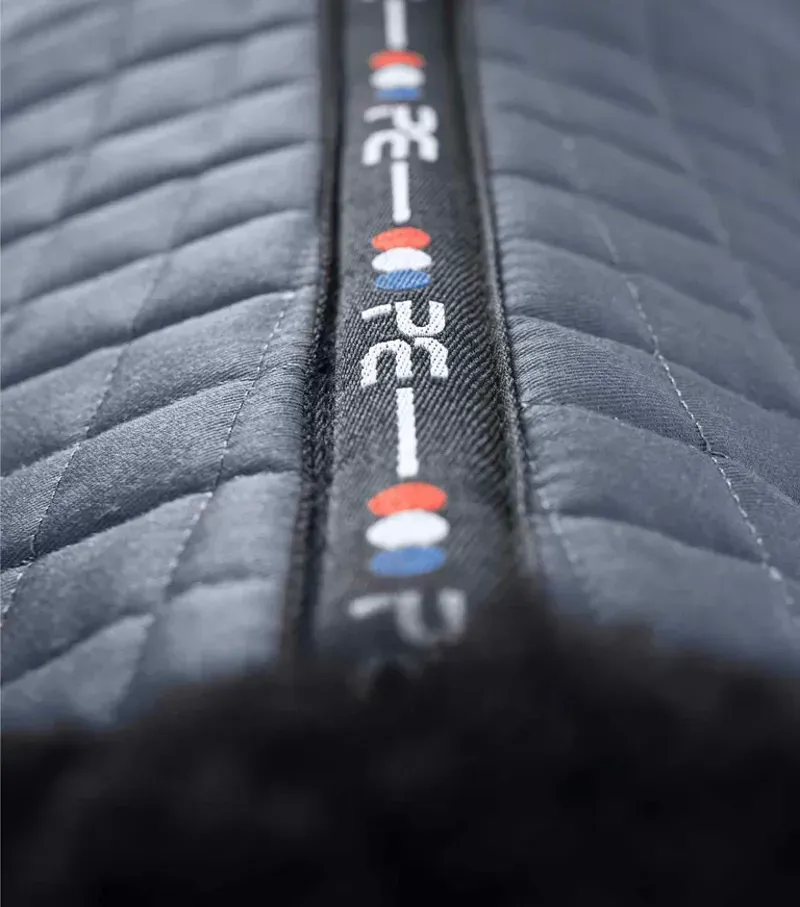 Premier Equine Merino Wool GP/Jump Numnah in Grey/Black Wool-5