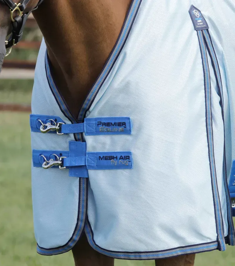 Premier Equine Mesh Air Fly Rug With Surcingles in Blue-2