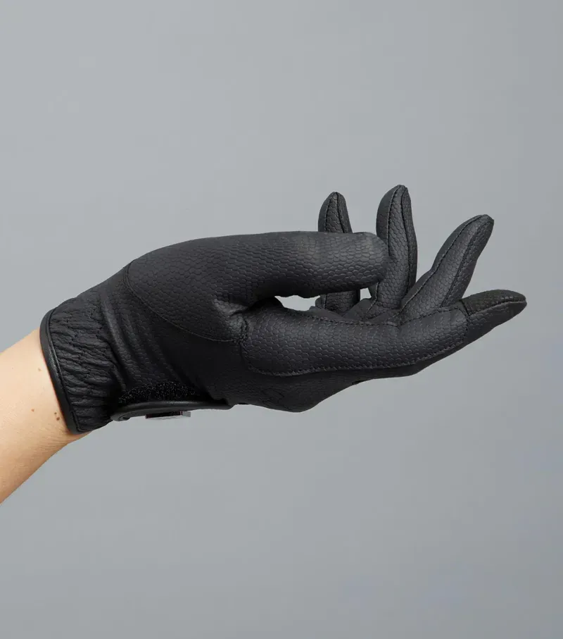 Premier Equine Ladies Metaro Competition Riding Gloves in Black-3