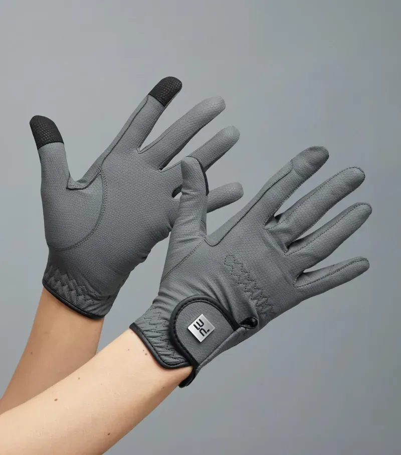 Premier Equine Ladies Metaro Competition Riding Gloves in Grey