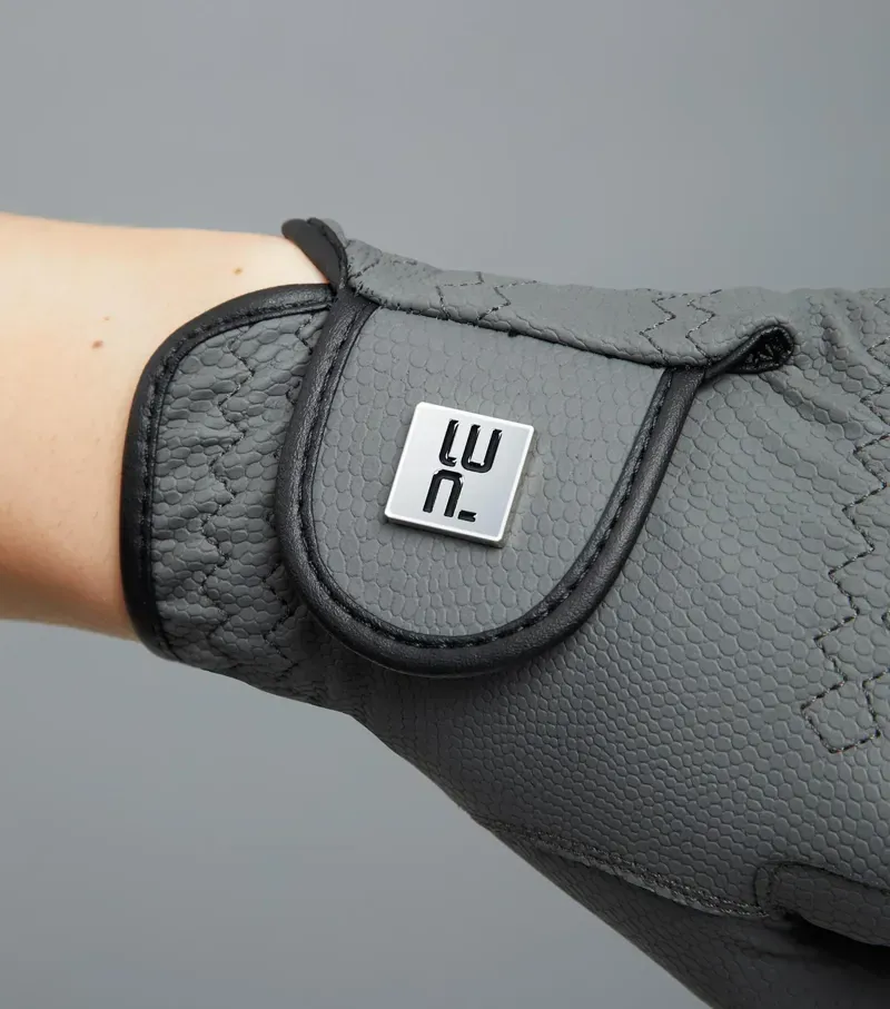 Premier Equine Ladies Metaro Competition Riding Gloves in Grey-2