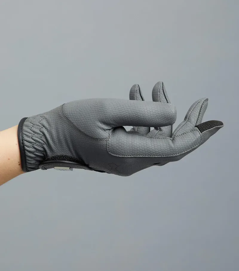 Premier Equine Ladies Metaro Competition Riding Gloves in Grey-3