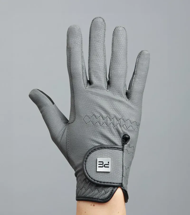 Premier Equine Ladies Metaro Competition Riding Gloves in Grey-4