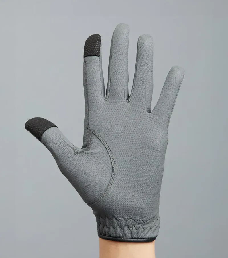Premier Equine Ladies Metaro Competition Riding Gloves in Grey-5