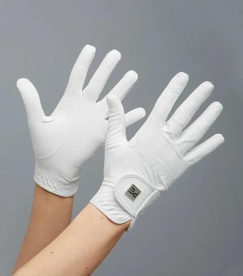 Premier Equine Ladies Metaro Competition Riding Gloves in White