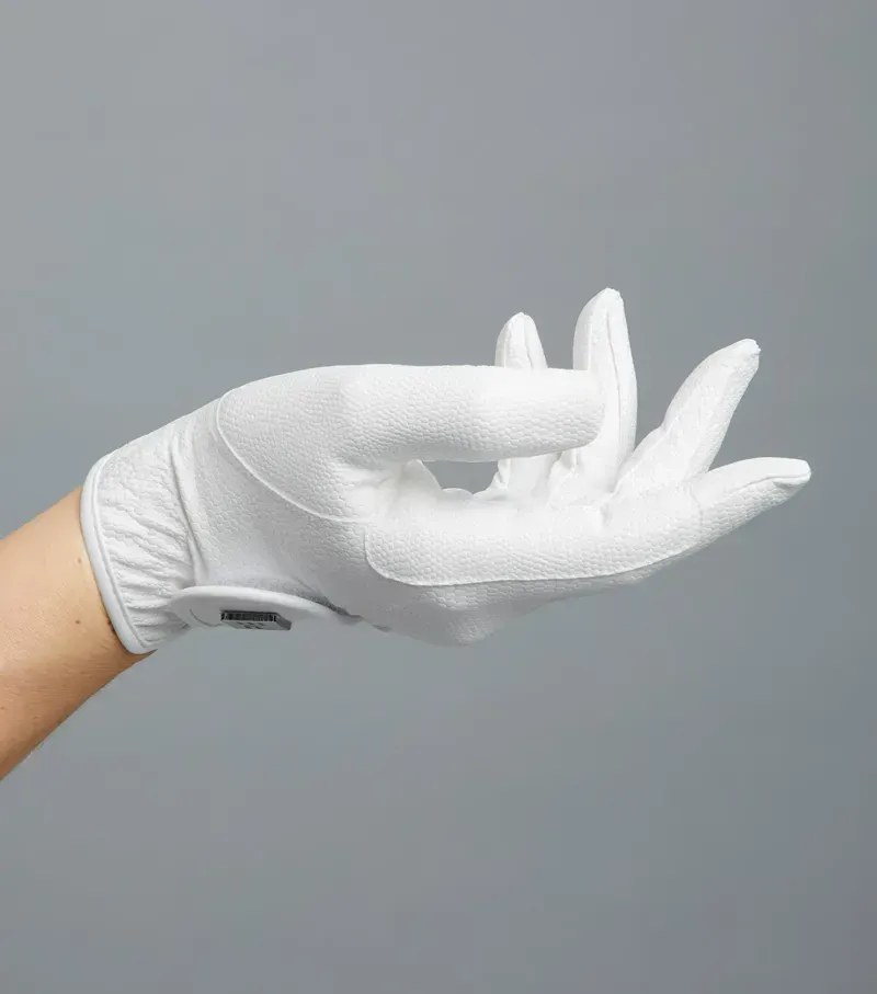Premier Equine Ladies Metaro Competition Riding Gloves in White-3