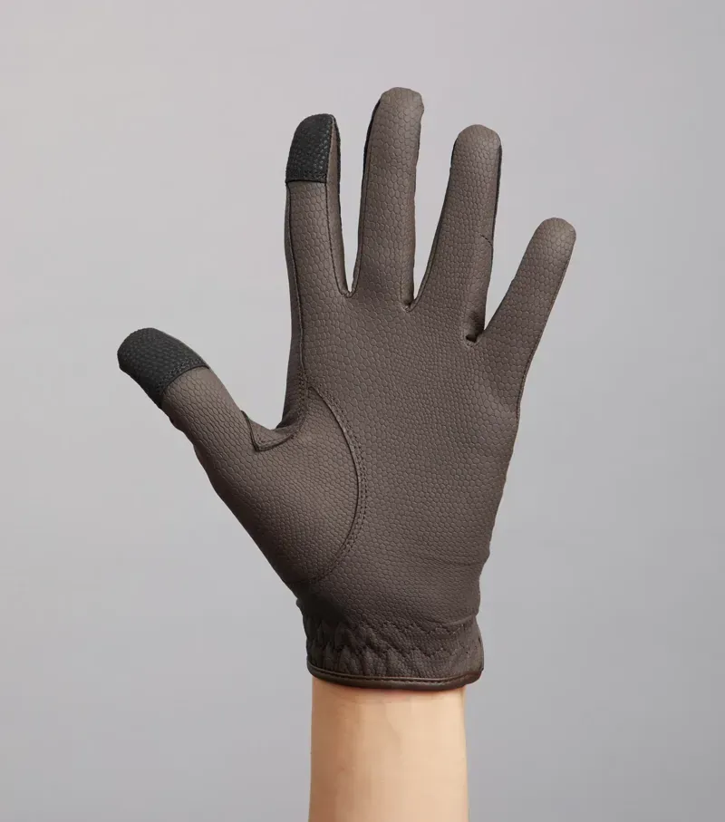 Premier Equine Ladies Metaro Competition Riding Gloves in Brown-5