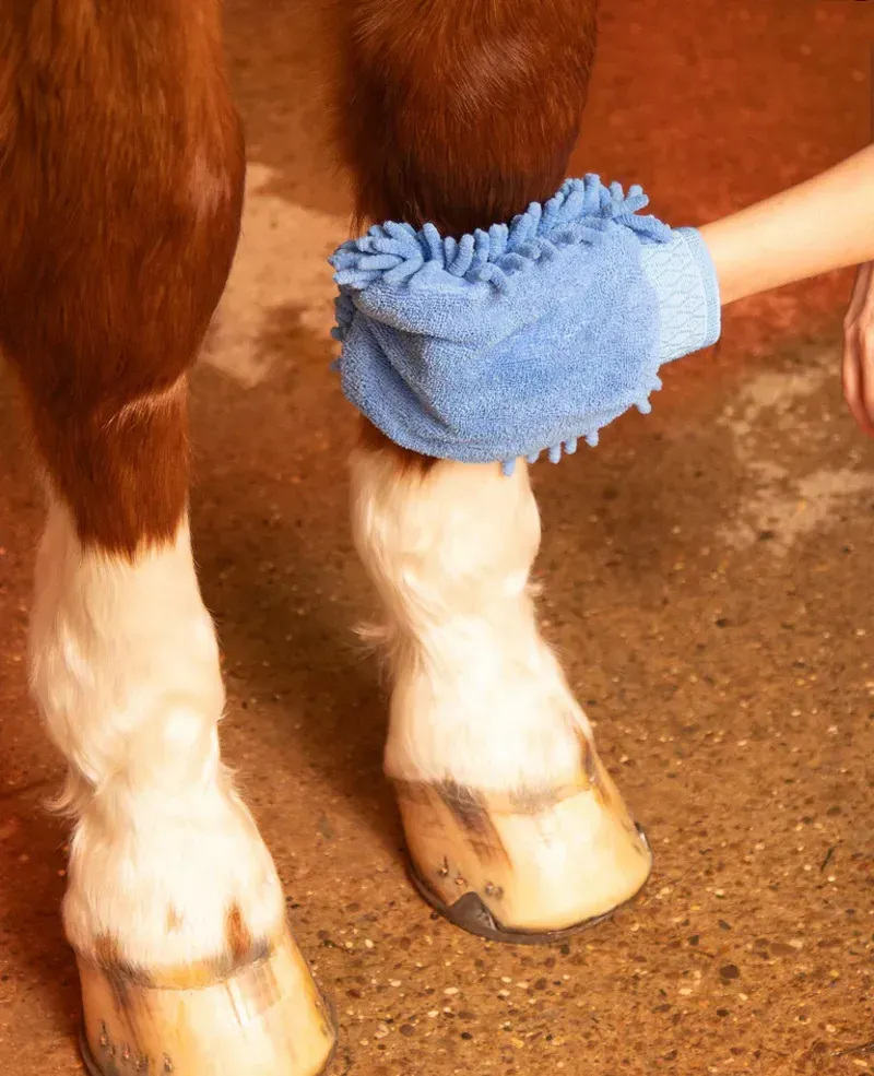 Premier Equine Microfibre Grooming Mitt in Peacock Blue-1
