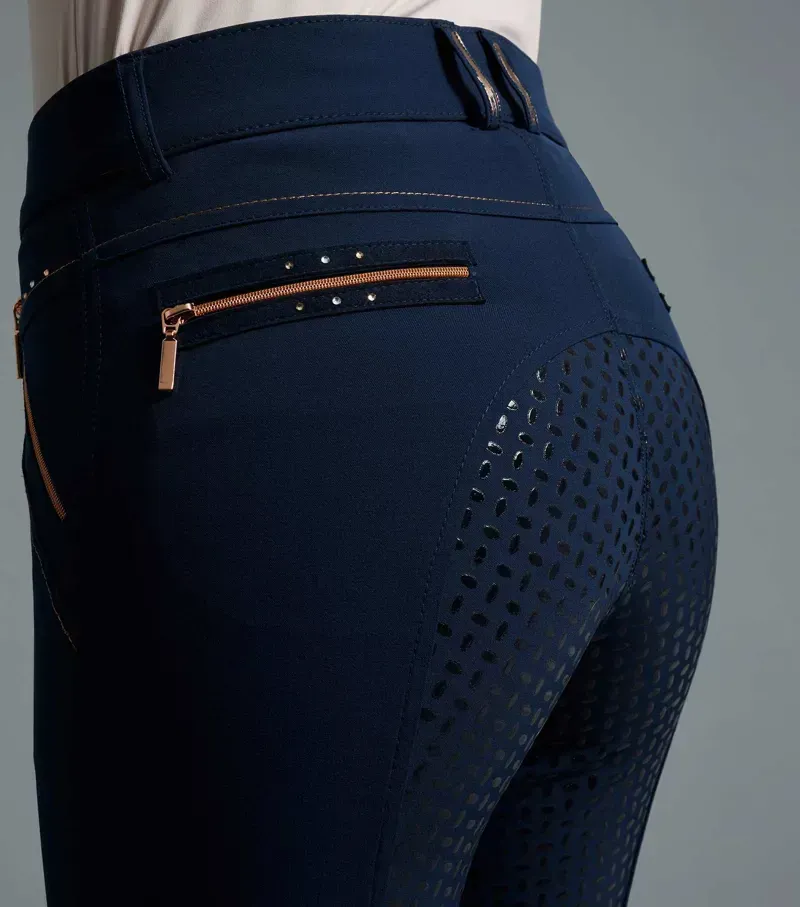 Premier Equine Ladies Milliania Full Seat Gel Riding Breeches in Navy-4