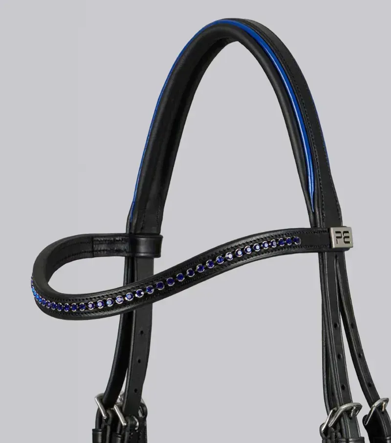 Premier Equine Pony Mineo Snaffle Bridle in Black/Blue-1