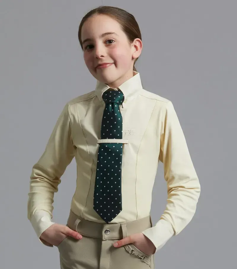 Premier Equine Girls Tessa Long Sleeve Show Shirt in Vanilla
