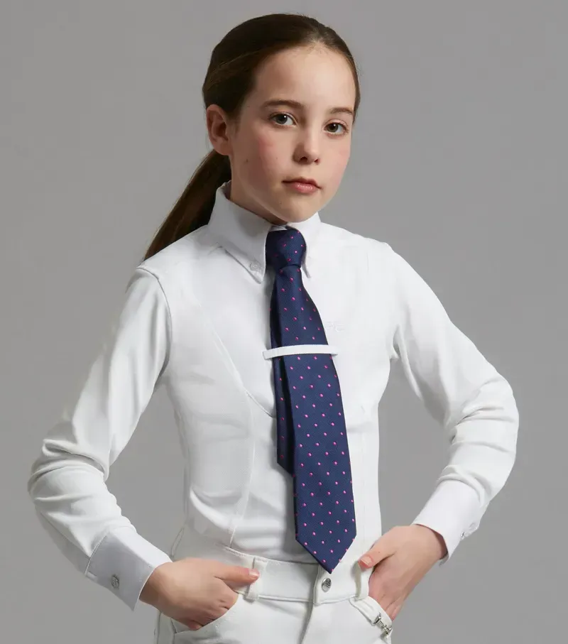 Premier Equine Girls Tessa Long Sleeve Show Shirt in White